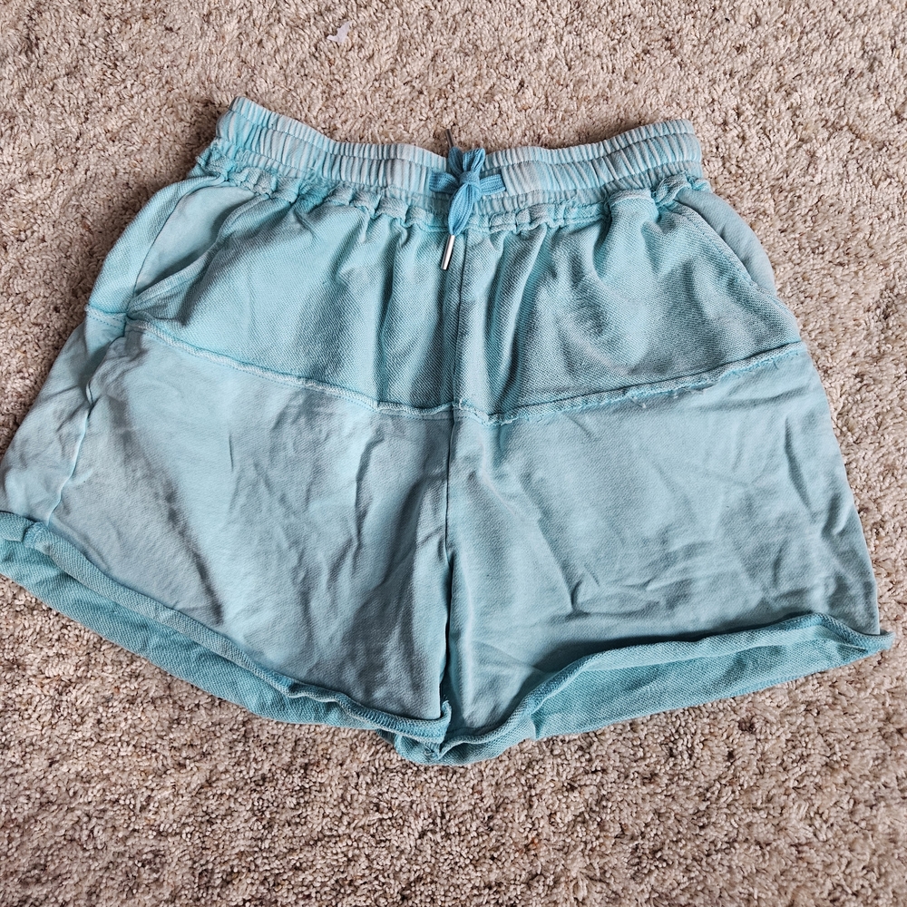 easel Light Aqua High-Waist Drawstring Lounge Shorts